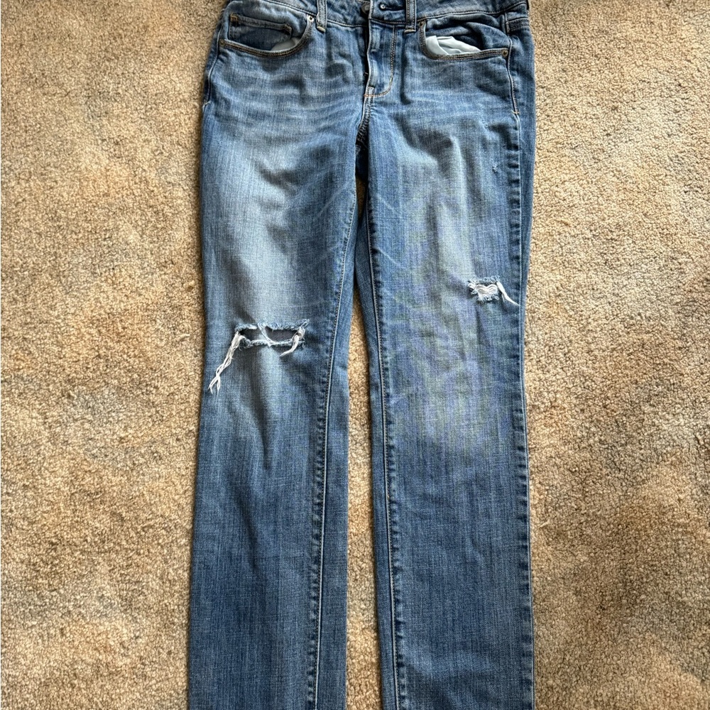 American Eagle Skinny Stretch Distressed Jeans size 8 regular waist - Picture 2 of 4